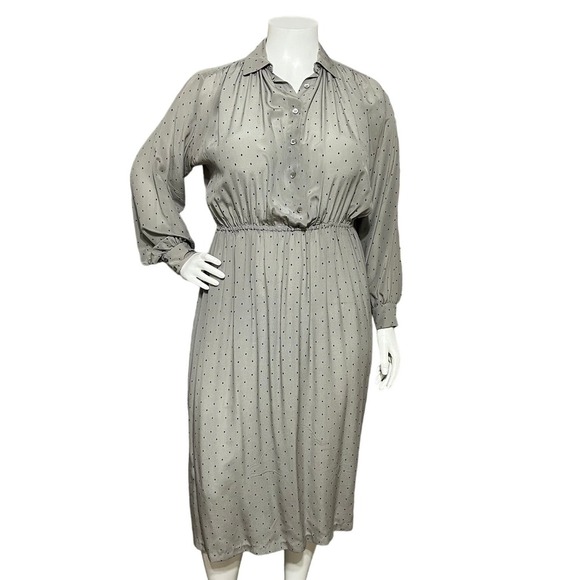 Georges Rech Dresses & Skirts - SOLD🌟Georges Rech Vintage Diamond Print Grey Purple Dress Sz-XL